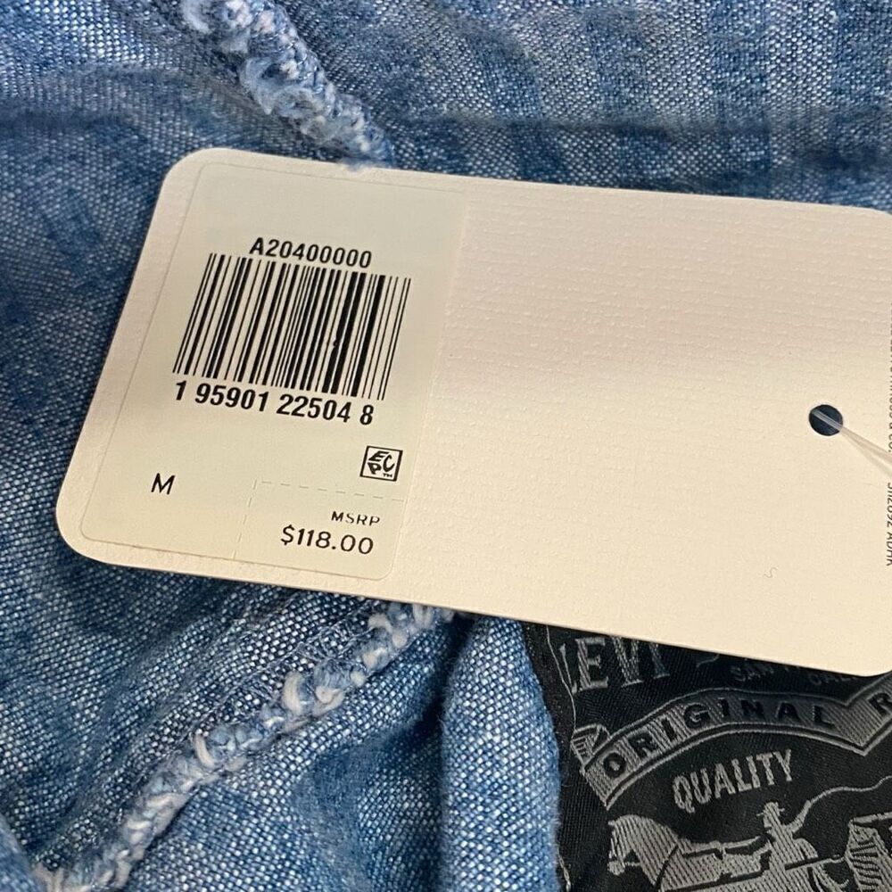 Levis Sutro "In The Sky" Seersucker Striped Denim Hooded Anorak Mens size M New - Picture 12 of 12